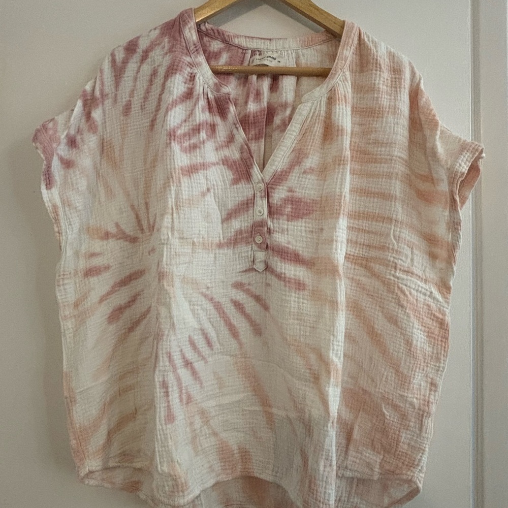 Lucky Brand Pink & White Tie-Dye Top